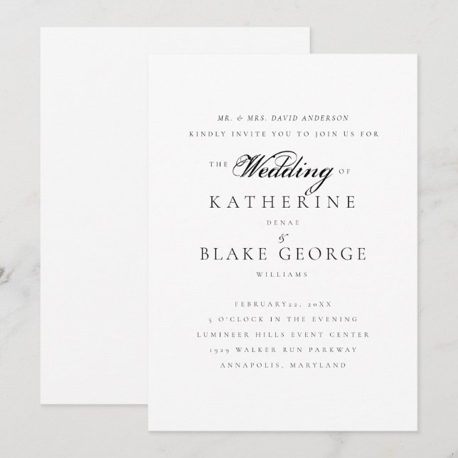 Invitation Élégant Mariage de grâce parents mariés Matte (Devant / Derrière)