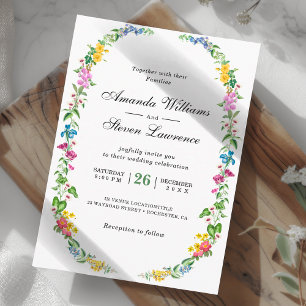 Invitation Elégant mariage de jardin fleur sauvage coloré