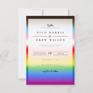 Invitation Élégant Mariage de la fierté de progrès LGBTQ+