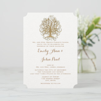 Invitation Élégant Mariage de la forêt d'arbre d'or