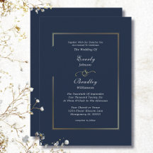 Elégant Mariage de la frontière bleu blanc or mari