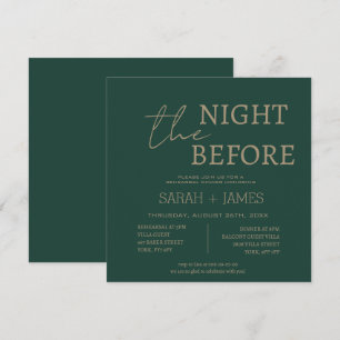 Invitation Élégant Mariage de la répétition Emerald Green
