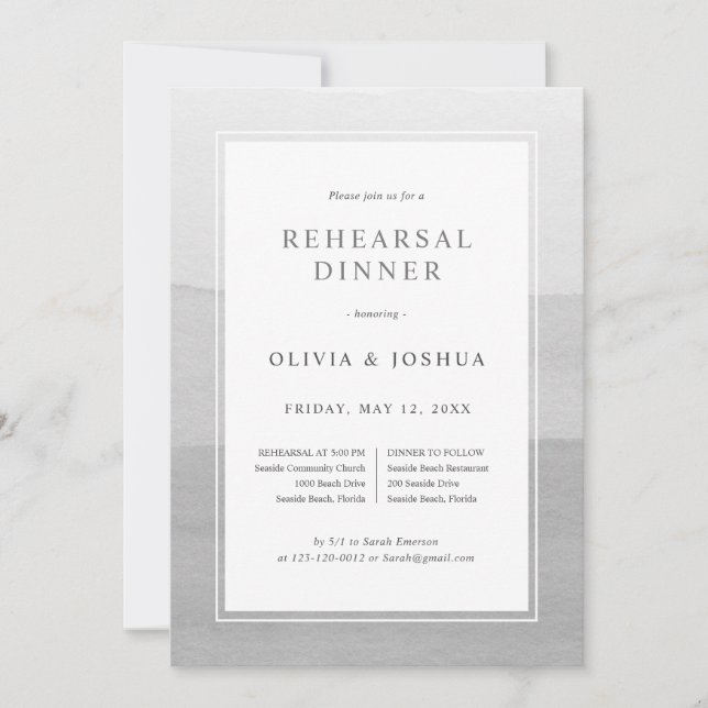 Invitation Élégant Mariage de la répétition Grey (Devant)