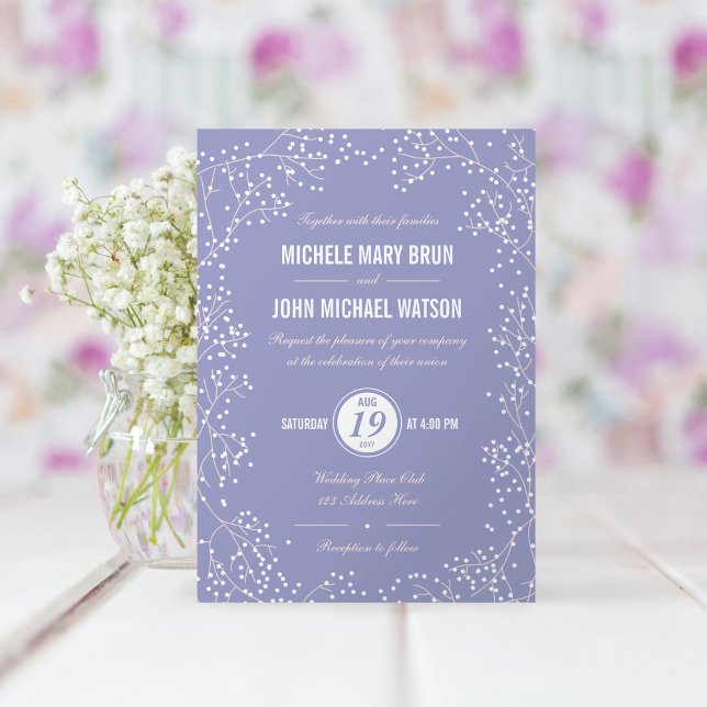 Invitation Élégant Mariage de la respiration de bébé Lilac Pe (Créateur téléchargé)