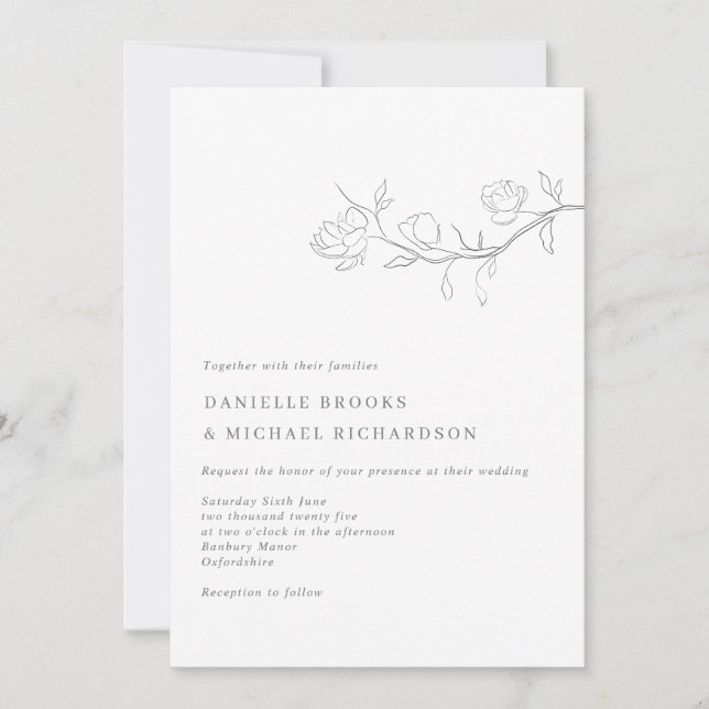 Invitation Élégant Mariage de la succursale Jasmine (Devant)