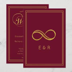 Invitation Élégant Mariage de l'éternité de l'or en Bourgogne
