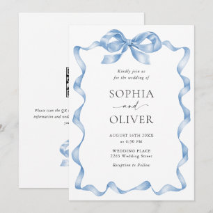 Invitation Élégant Mariage de mâchoire bleu Dusty