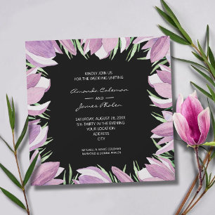 Invitation Élégant Mariage de Magnolias Violet
