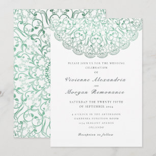 Invitation Elégant mariage de mandala vert dentelle