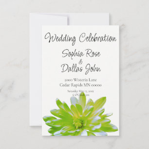 Invitation Élégant mariage de marguerite à fleurs vert clair 