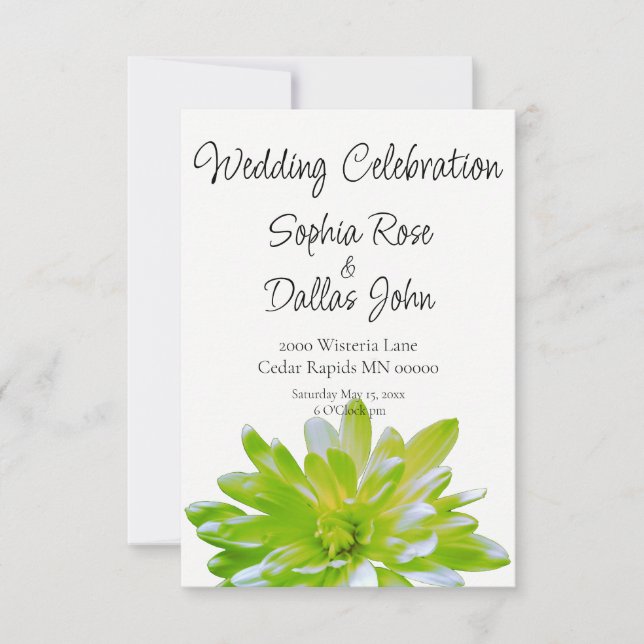 Invitation Élégant mariage de marguerite à fleurs vert clair  (Devant)