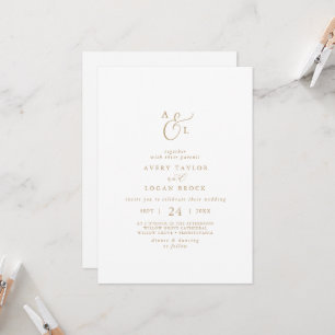 Invitation Élégant Mariage de monogramme avant et arrière en 