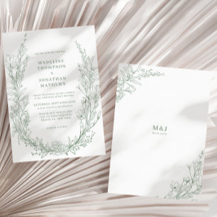 Invitation Élégant Mariage de monogramme de couronne de fleur