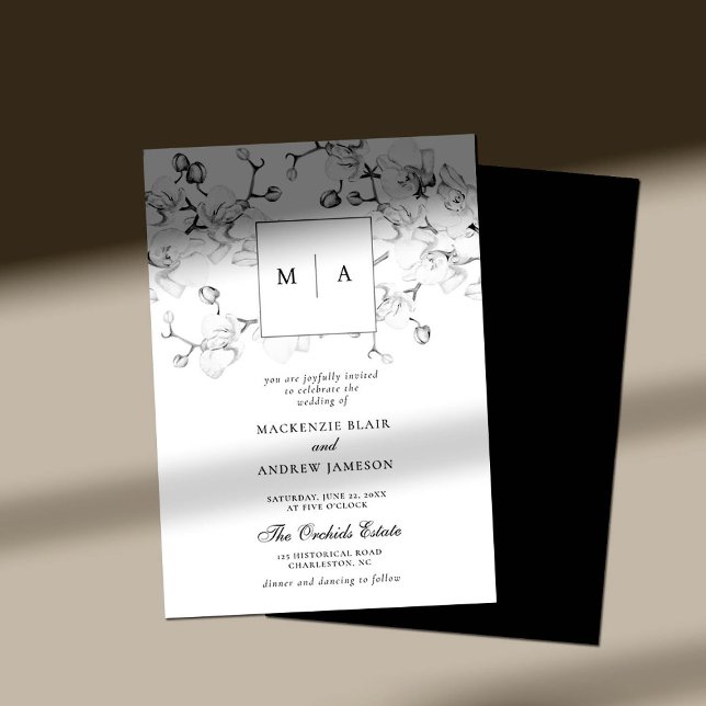 Invitation Élégant Mariage de monogramme de couronne d'orchid (Créateur téléchargé)