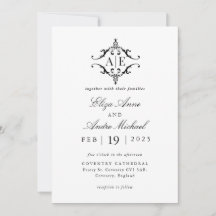 Élégant Mariage de monogramme noir et blanc