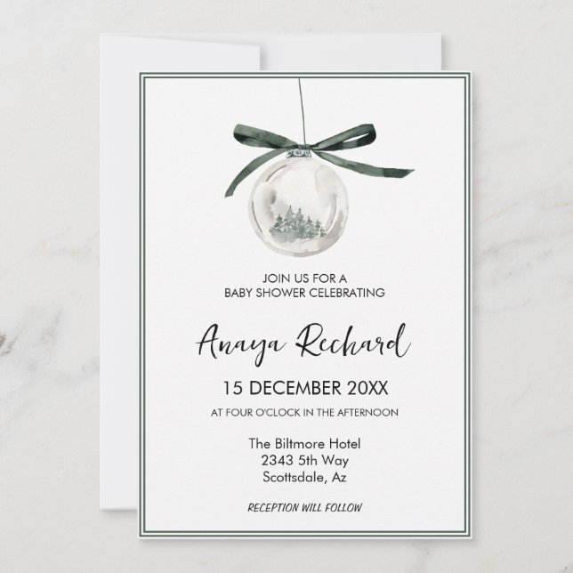 Invitation Élégant Mariage de Noël d'hiver (Devant)