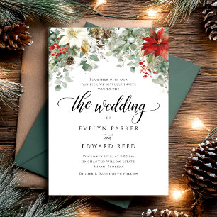 Invitation Elégant Mariage de Noël d'hiver