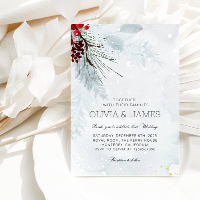 Invitation Élégant Mariage de Noël - Parti Rouge et Vert (Créateur téléchargé)