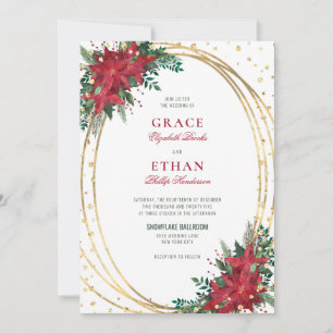 Invitation Élégant Mariage de Noël Poinsettia