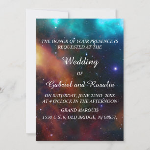 Invitation Élégant Mariage de nuit étoilé coloré