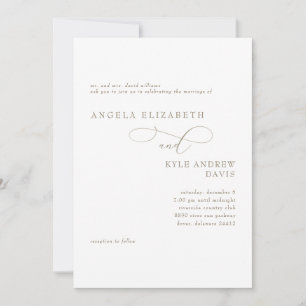 Invitation Élégant Mariage de parents mariés blanc et or
