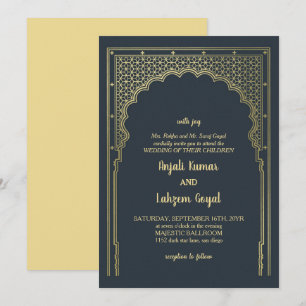 Invitation Élégant Mariage de passerelle indienne gris ardois