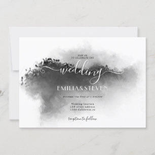 Invitation Elégant Mariage de paysage noir blanc
