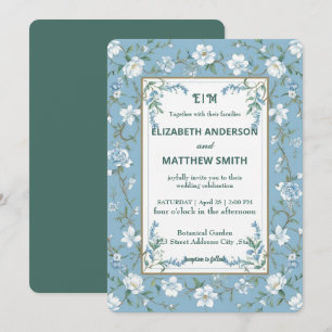 Invitation Elégant mariage de photo Biue & White Overlay