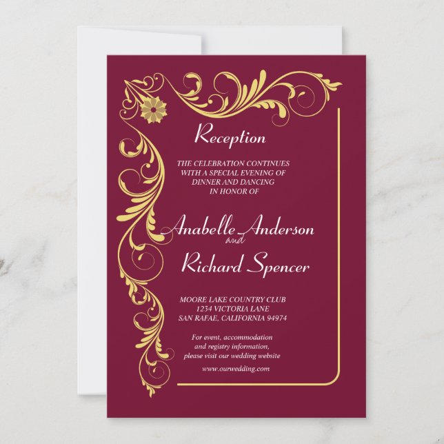 Invitation Élégant Mariage de réception victorien (Devant)