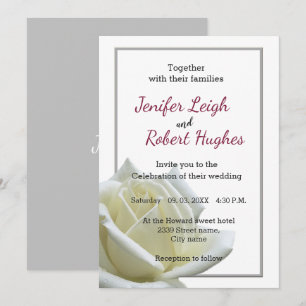 Invitation Élégant mariage de rose et d'argent blanc
