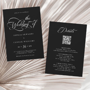 Invitation Élégant Mariage de script de charme tout en un noi