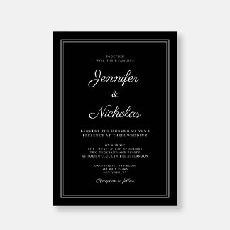 Invitation Élégant Mariage de script noir formel moderne