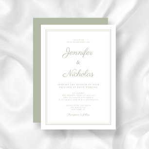 Invitation Élégant Mariage de script vert Sage Formal