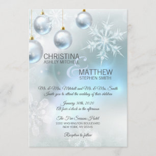 Invitation Élégant MARIAGE de Snowflakes Blue Winter Wonderla
