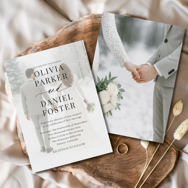 Invitation Élégant Mariage de superposition photo moderne (Créateur téléchargé)