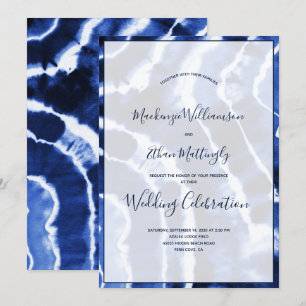 Invitation Élégant Mariage de teinture en marbre bleu marine