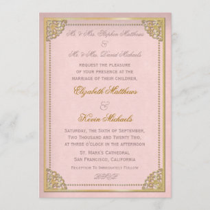 Invitation Élégant Mariage de ton or rose Cornice Vintage