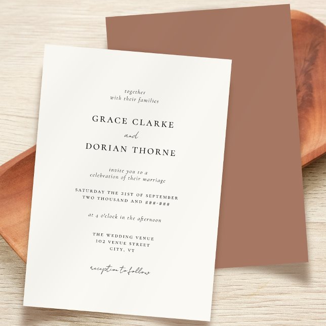 Invitation Élégant Mariage de tonalité Terre neutre minimal s (Créateur téléchargé)