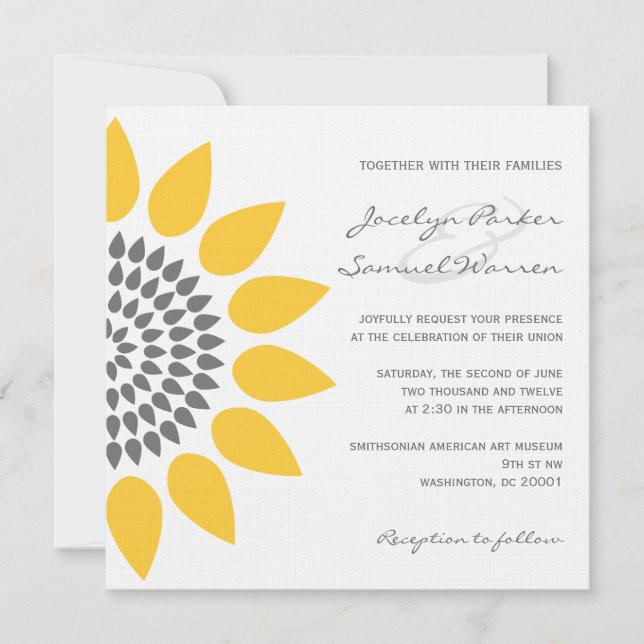 Invitation Élégant Mariage de tournesol (Devant)