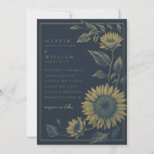 Elégant mariage de tournesol de marine et d'or
