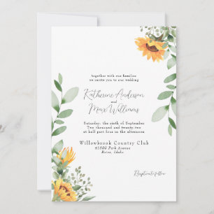 Invitation Élégant Mariage de tournesol Pas de parents