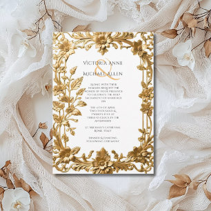 Invitation Elégant Mariage de trame Ornate Or
