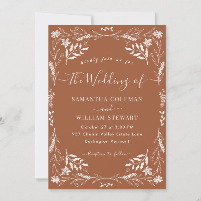 Invitation Élégant Mariage de typographie moderne en Terracot (Devant)