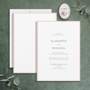 Invitation Élégant Mariage de typographie rose et blanc