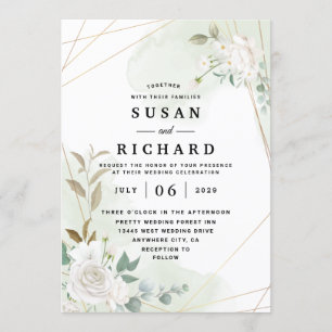 Invitation Élégant Mariage de verdure géométrique géométrique