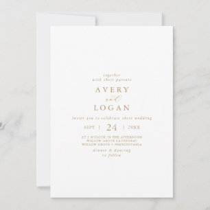 Invitation Élégant Mariage Décontracté de script Gold