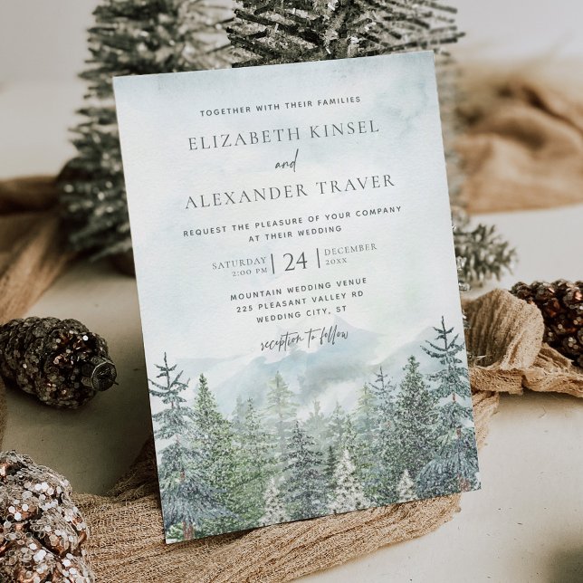 Invitation Élégant Mariage des pins d'hiver (Créateur téléchargé)
