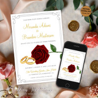 Élégant Mariage des roses et anneaux rouges de Bou