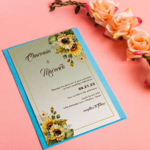 Invitation Élégant Mariage d'été de tournesol vert Sage