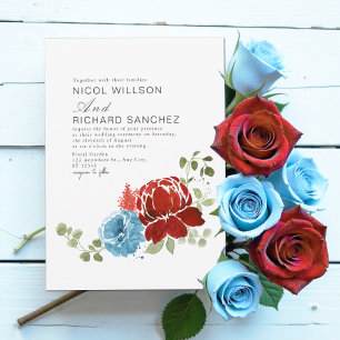 Invitation Elégant Mariage d'hiver bleu Dusty en Bourgogne
